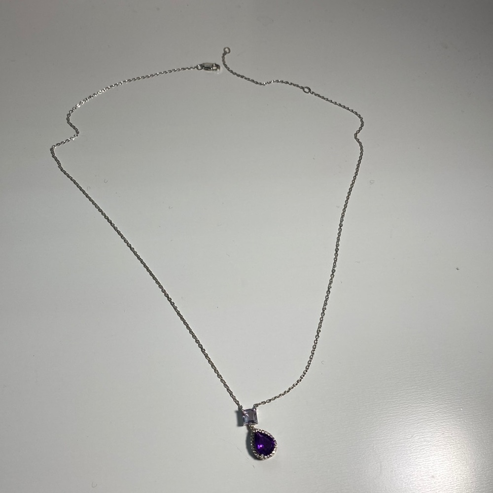 Sterling silver necklace with purple and lavender stone pendant